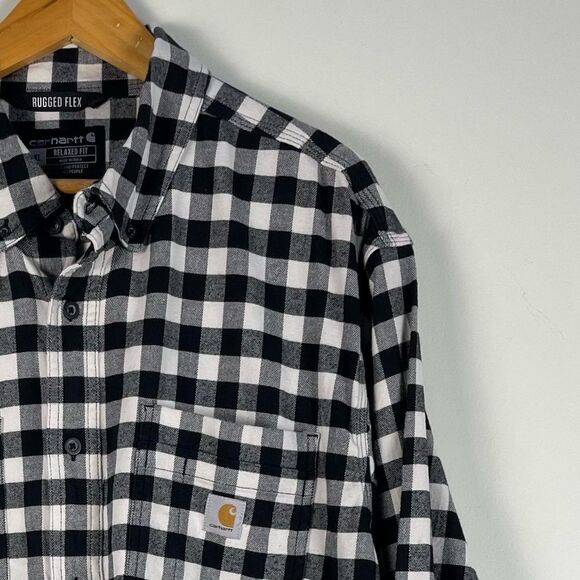 Carhartt Rugged Flex Relaxed Fit Flannel Button Down Shirt Gingham Plaid Sz XL - Picture 6 of 12